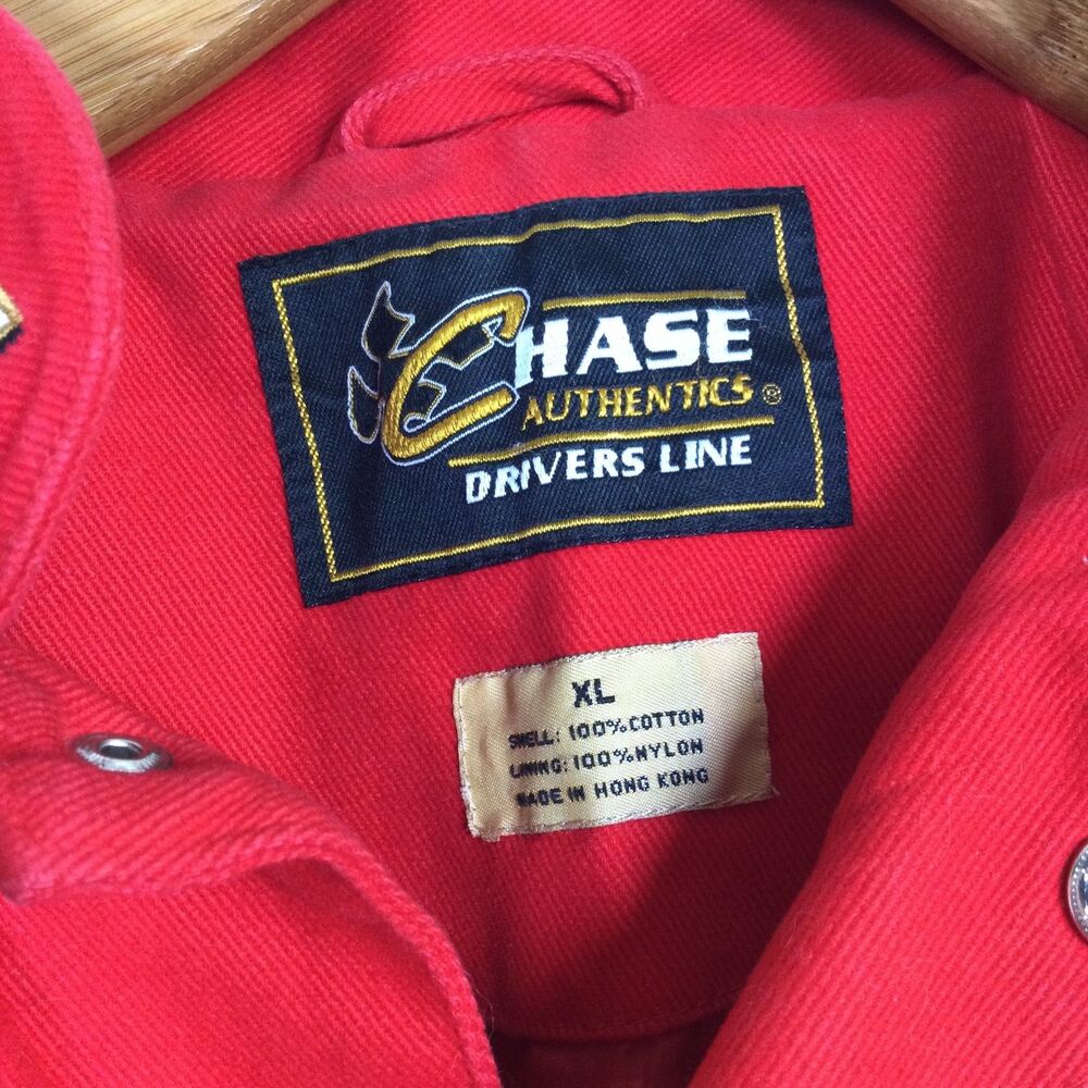 Chase Authentics Mens Budweiser Nascar Racing Jacket Embroidered Red Size XL - Picture 6 of 16